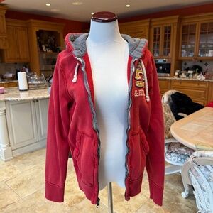 Vintage Y2K Abercrombie & Fitch Red Zip Jacket Hoodie